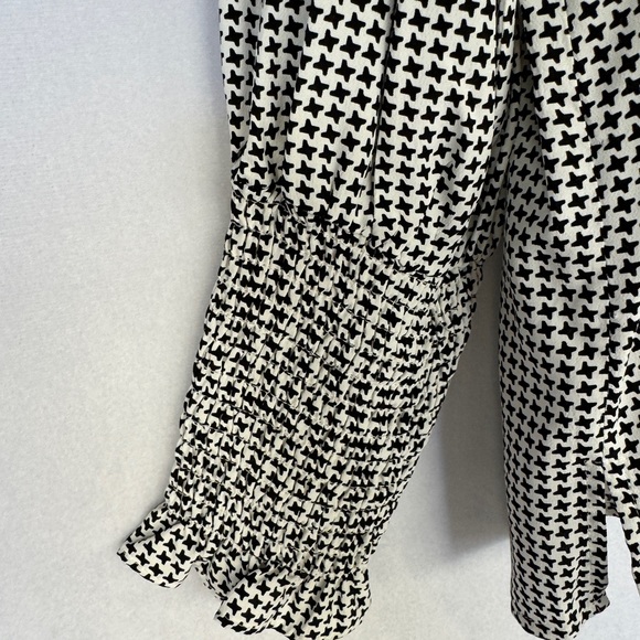 Zara Black and White Check Blouse with High Neck - Picture 2 of 5